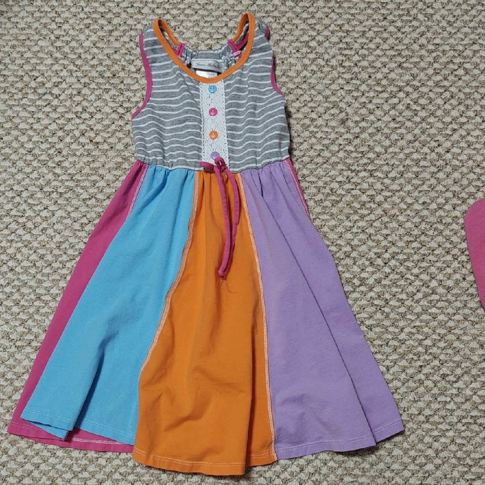 Jona Michelle Multicolor Striped Kids Dress
